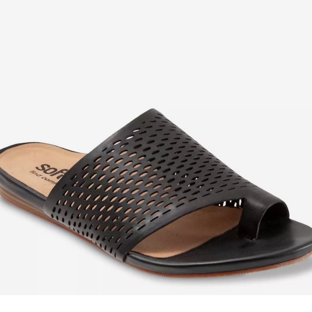 SoftWalk Black Slide Sandals